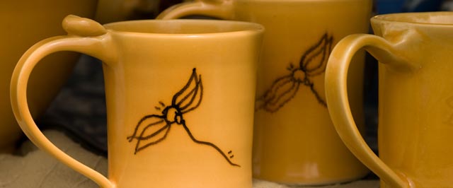 Yellow dragonfly mugs