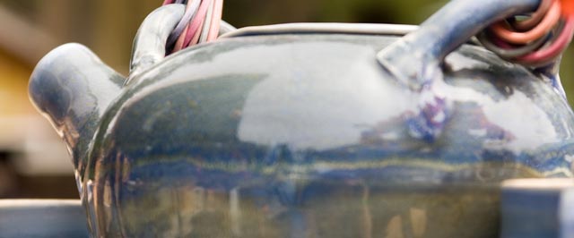 Dark blue-green teapot